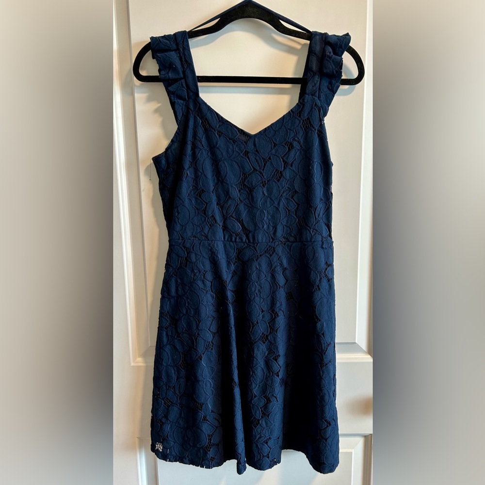 Monteau Navy Blue Textured Mini Dress